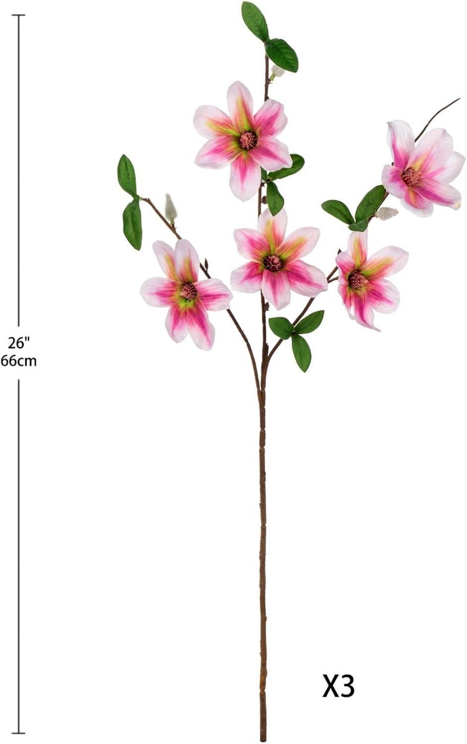 Künstliche Magnolien 3er Set Dekoblumen Weiß Blüten 64 cm