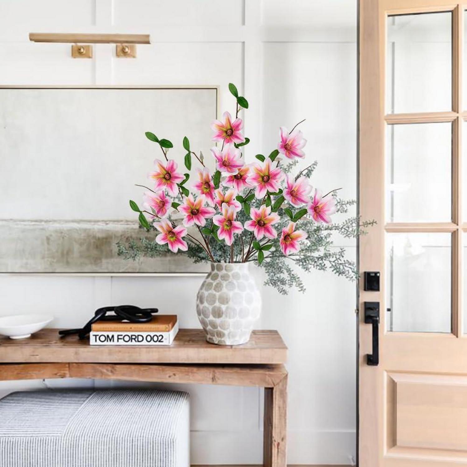 Künstliche Magnolien Blüten 3er Set Weiß 64 cm Dekoration Vasen