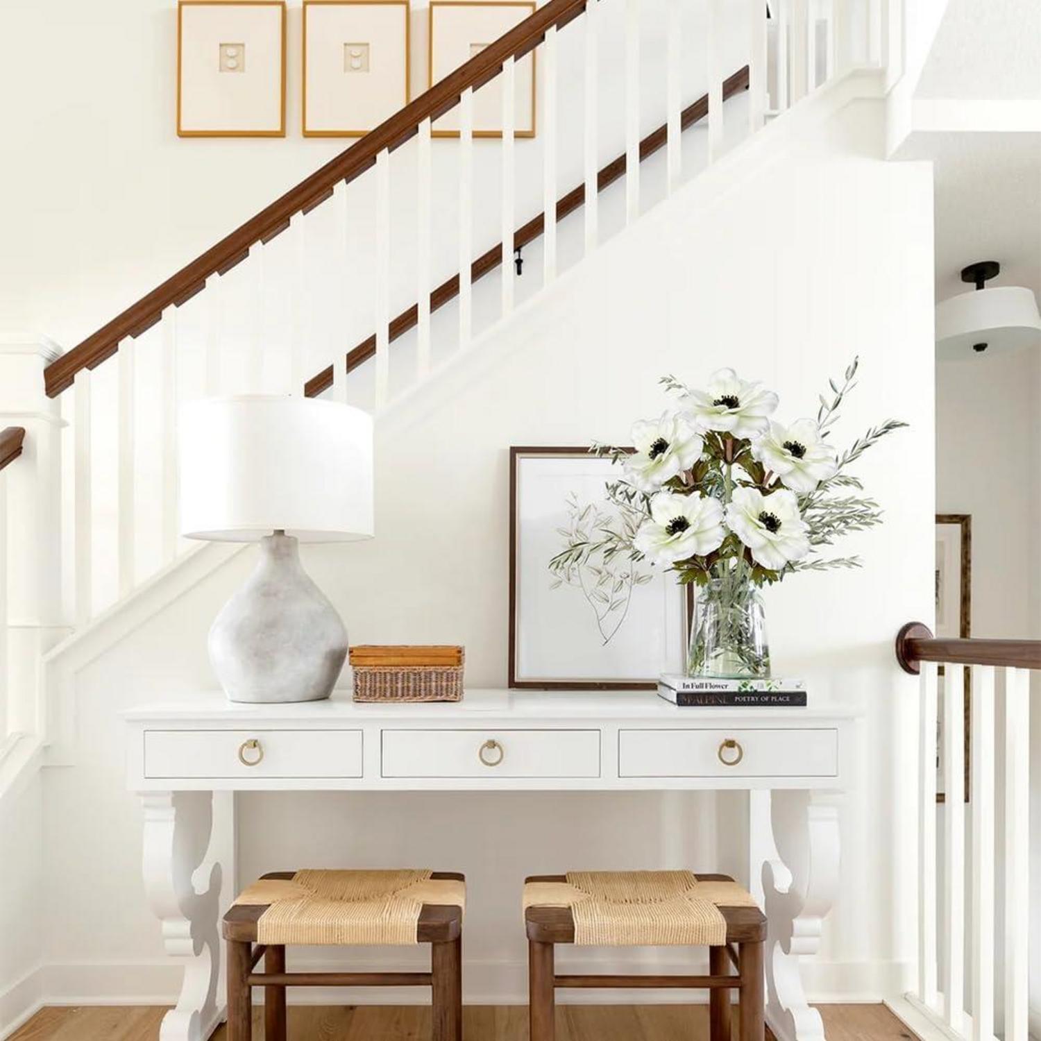 5er Set Künstliche Anemonen Kunstblumen Dekoration Weiß 53 cm