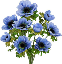 Künstliche Anemonen Blaue Frühlingsblumen 3er Set 55 cm