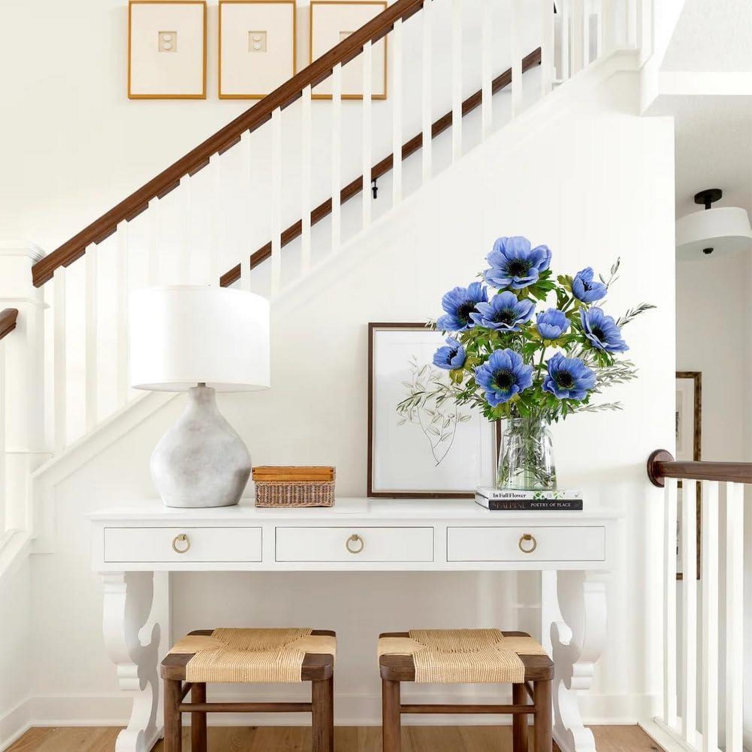 Künstliche Anemonen Blaue Frühlingsblumen 3er Set 55 cm