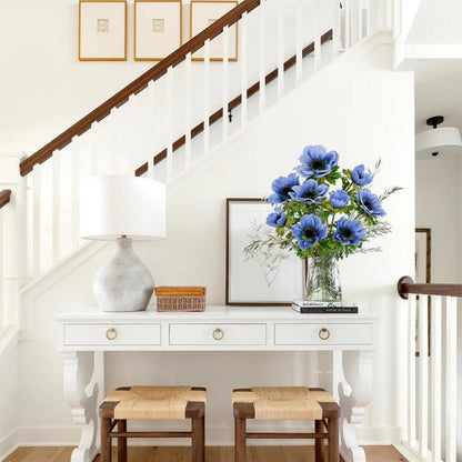 Künstliche Anemonen Blaue Frühlingsblumen 3er Set 55 cm