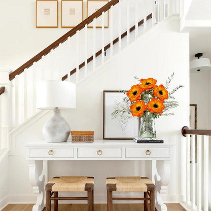 Künstliche Anemonen Orange 5er Set Kunstblumen 53 cm