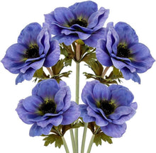 Künstliche Anemonen Kunstblumen Set Blaue Frühlingsblumen 5-teilig