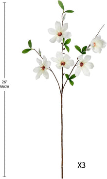 Kunstblumen Magnolie 3er Set weiß Deko Vasen Blumengesteck