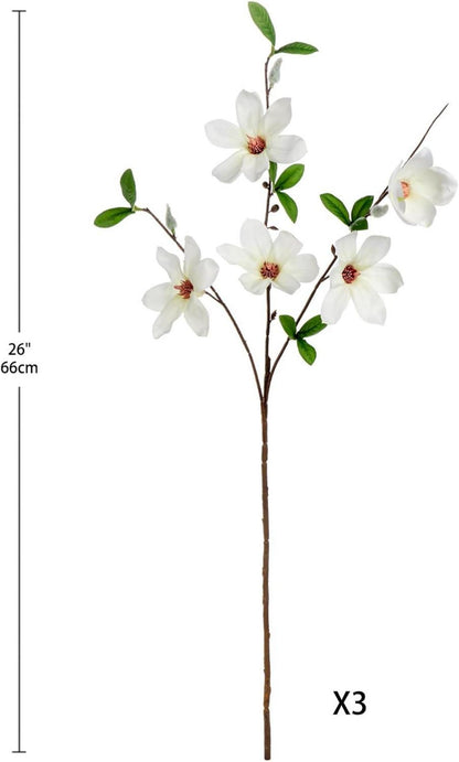 Kunstblumen Magnolie 3er Set weiß Deko Vasen Blumengesteck