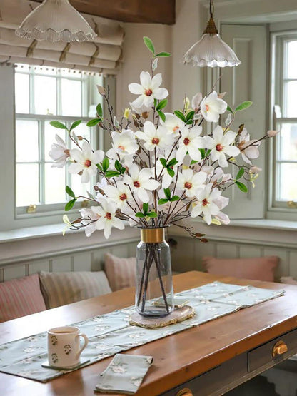 Kunstblumen Magnolienzweig Set Weiß 64 cm Home Deko