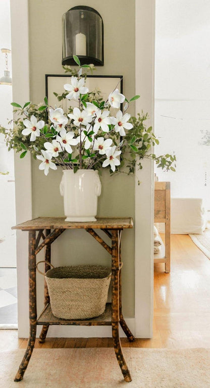 Künstliche Magnolie Blumen 3er Set Deko Zweig Weiß 64 cm Vase Home