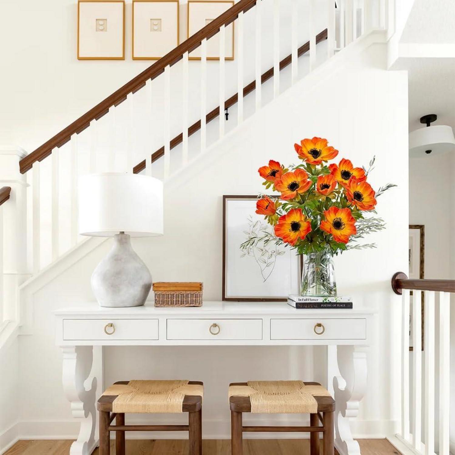 Künstliche Anemonen Dekoblumen Orange 55 cm 3er Set