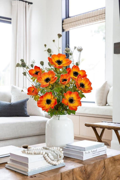 Künstliche Anemonen Orange 3er Set Frühlingsblumen 55 cm - Dekoblumen