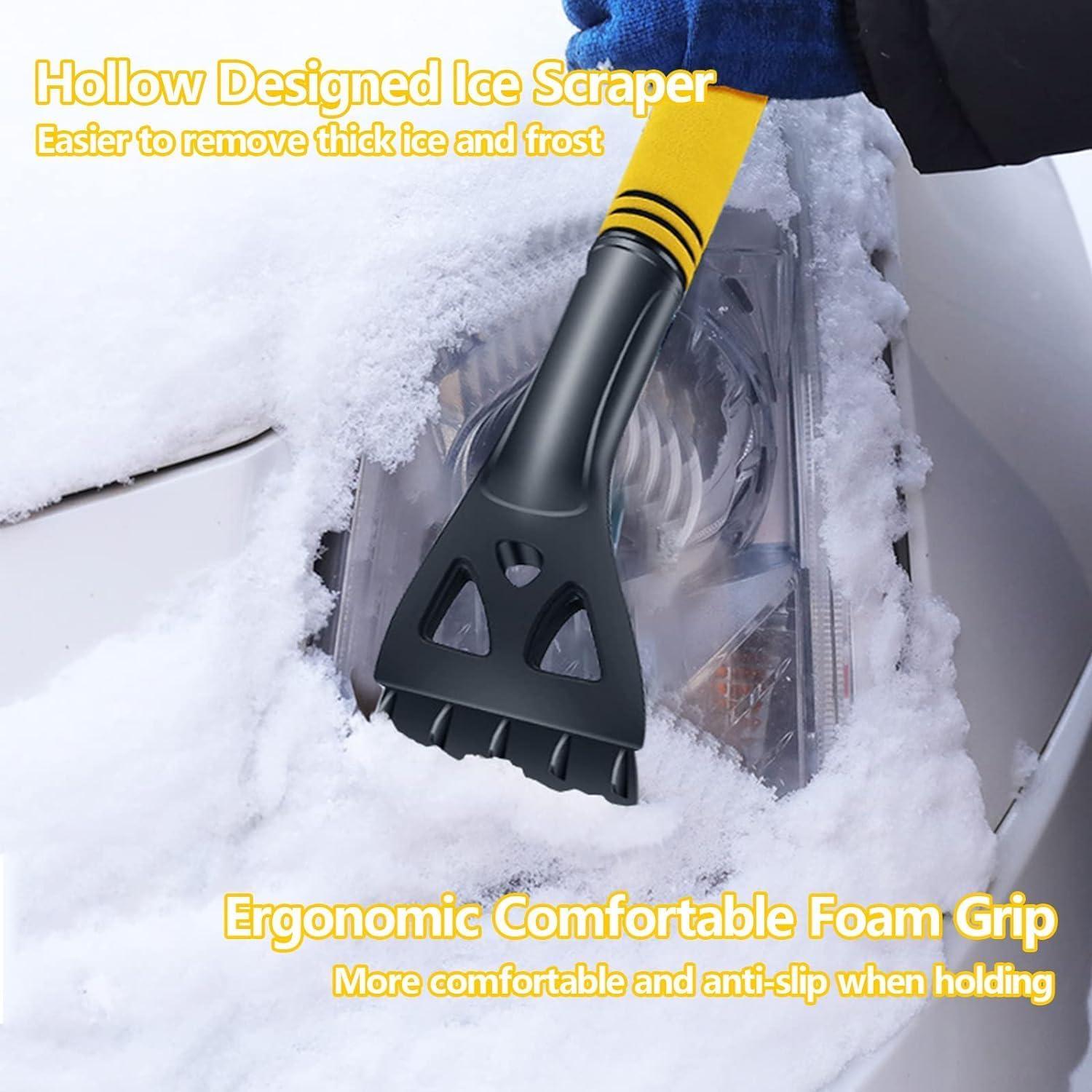 Eiskratzer mit Besen 3-in-1 Teleskop-Enteiser Auto Schneebesen Gelb