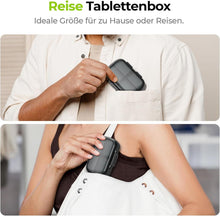 AUVON Tablettenbox 7 Tage Schwarz BPA frei 7 Tiefenfächer