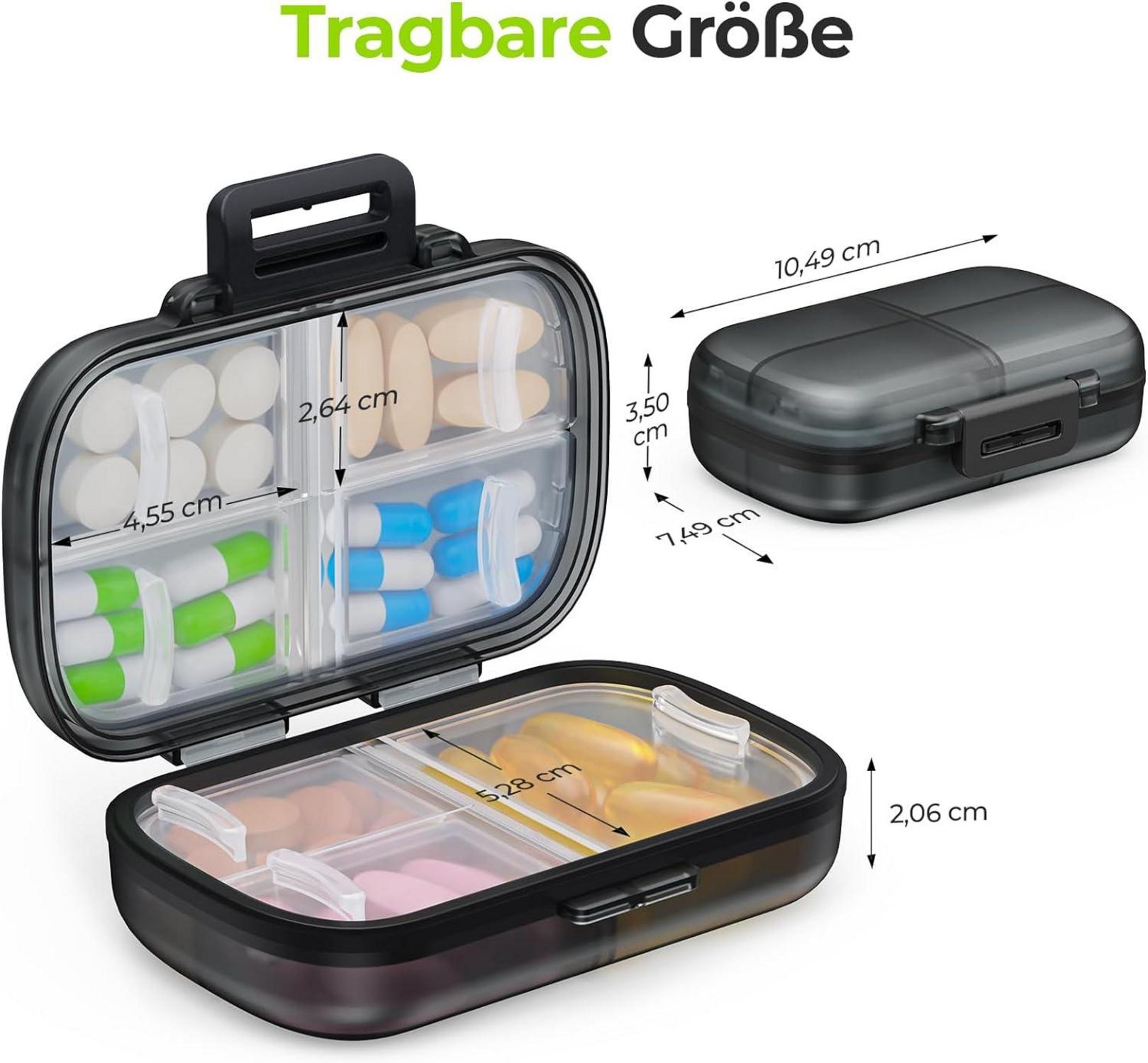 Tablettenbox 7 Tage mit Ergonomischem Verschluss, Tragbare