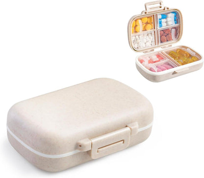 Tragbare Tablettenbox 7 Tage mit ergonomischem Verschlusssystem, Beige