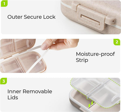 Tablettenbox 7 Tage Tragbare Pillendose Ergonomisches Verschlusssystem