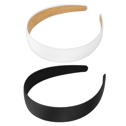 Satin Haarreifen Stirnbänder Set 2 Stück Schwarz Weiß DIY