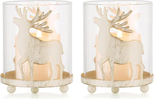 Rentier Hirsch Kerzenhalter Weihnachten 2er Set Vintage Windlichter