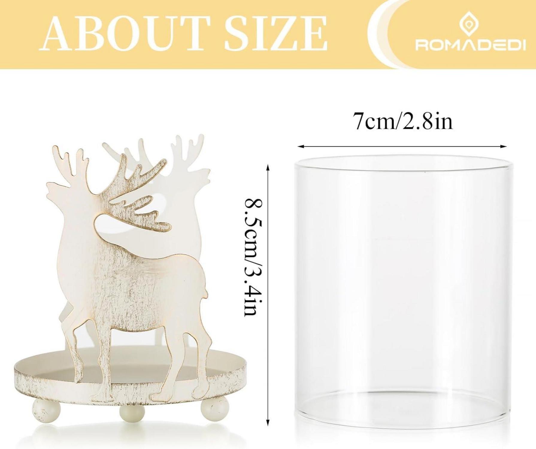 Rentier Kerzenhalter Weihnachtsdeko 2er Set Vintage Windlichter