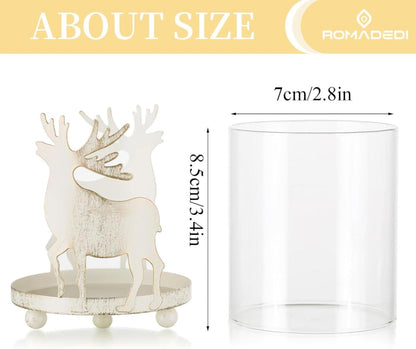 Rentier Kerzenhalter Weihnachtsdeko 2er Set Vintage Windlichter