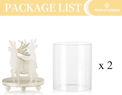 Hirsch Rentier Kerzenhalter Weihnachten Vintage Deko - 2er Set