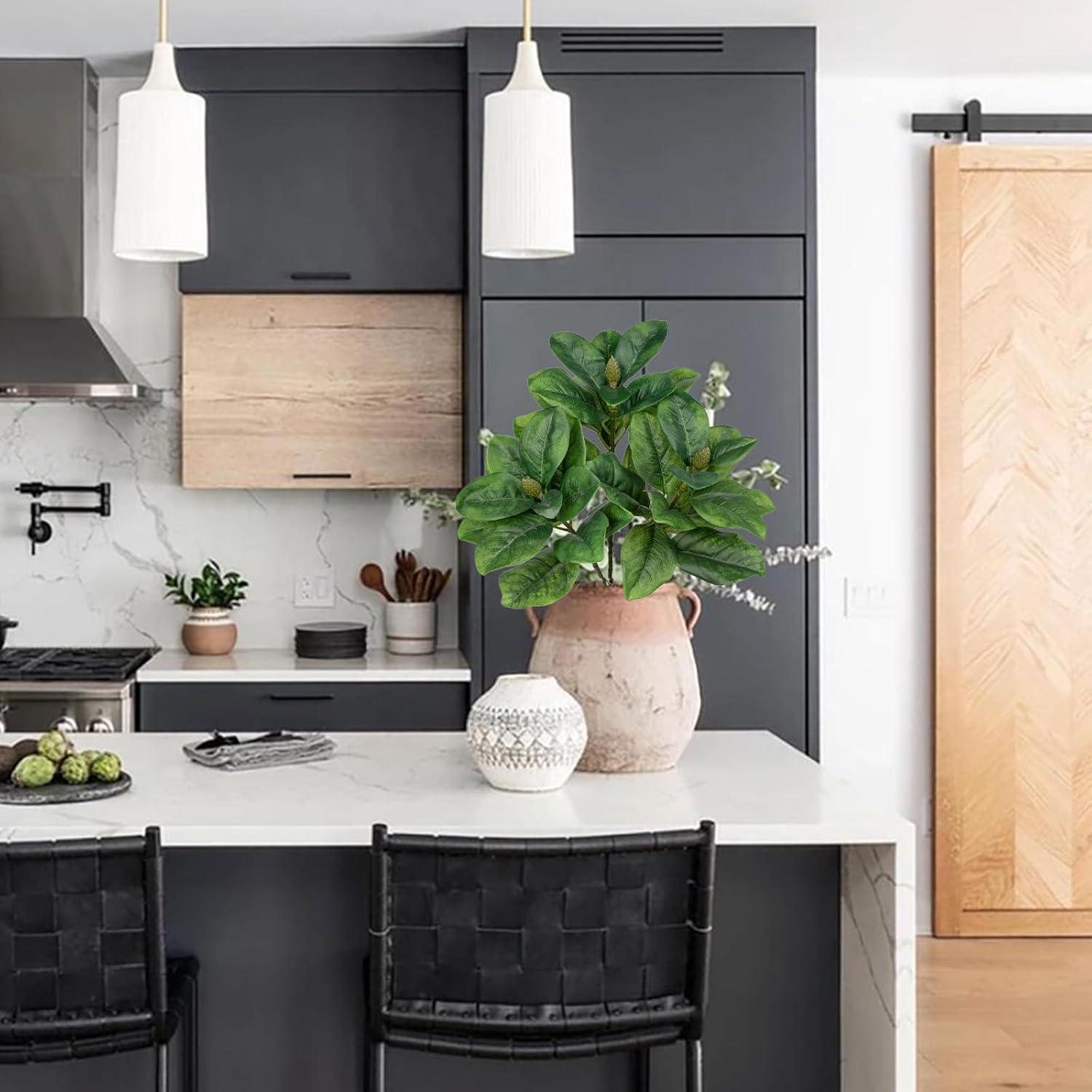 Künstliche Magnolia Blumen Zweige Set 3 Deko Vasen Dekoration 82.5cm