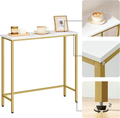 HOOBRO 75 cm Schmaler Konsolentisch Weiß Gold für kleinen Raum