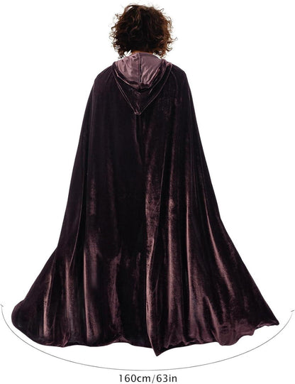 Halloween Umhang Unisex mit Kapuze Samtstoff Braun XL