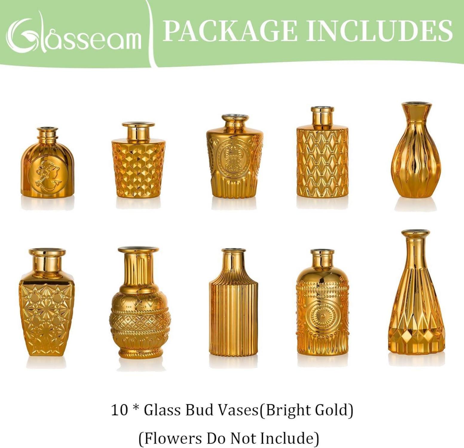 Glasseam Blumenvasen Set Gold Vintage 10er Glasvasen Klein Landvilla