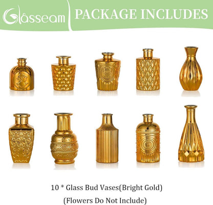 Glasseam Blumenvasen Set Gold Vintage 10er Glasvasen Klein Landvilla
