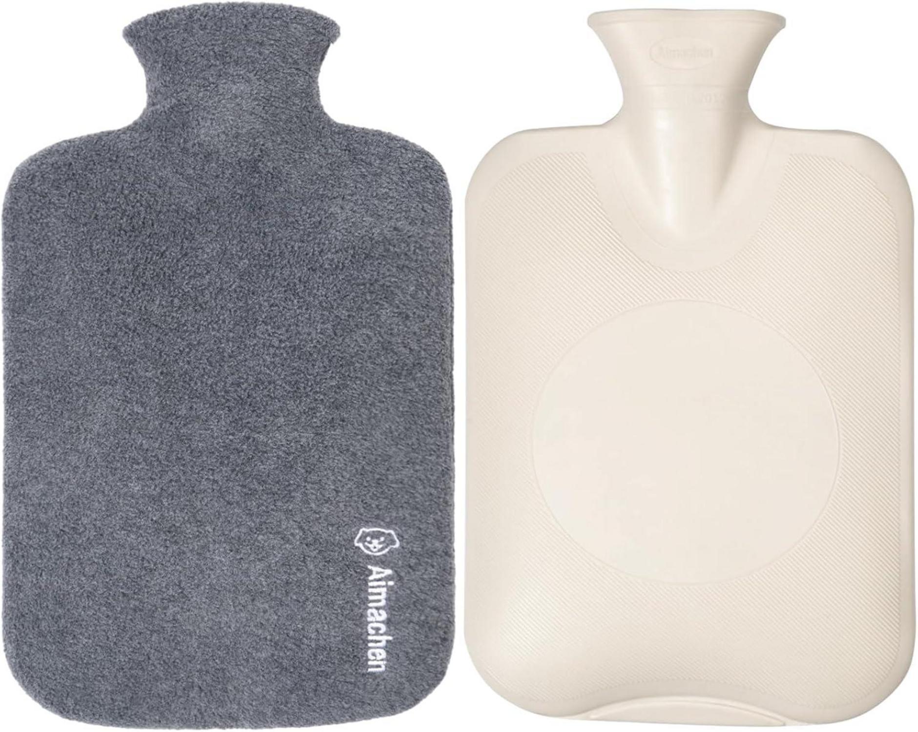 Wärmflasche mit Bezug 3L für Erwachsene und Kinder Grau XXL
