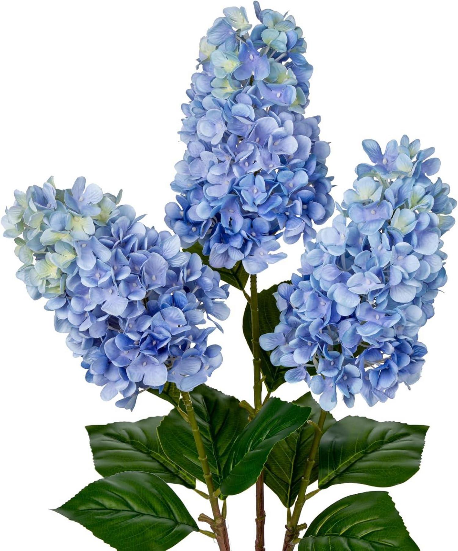 Künstliche Hortensien 3er Set Frühlingsblumen Dekoblumen 73CM Hellblau