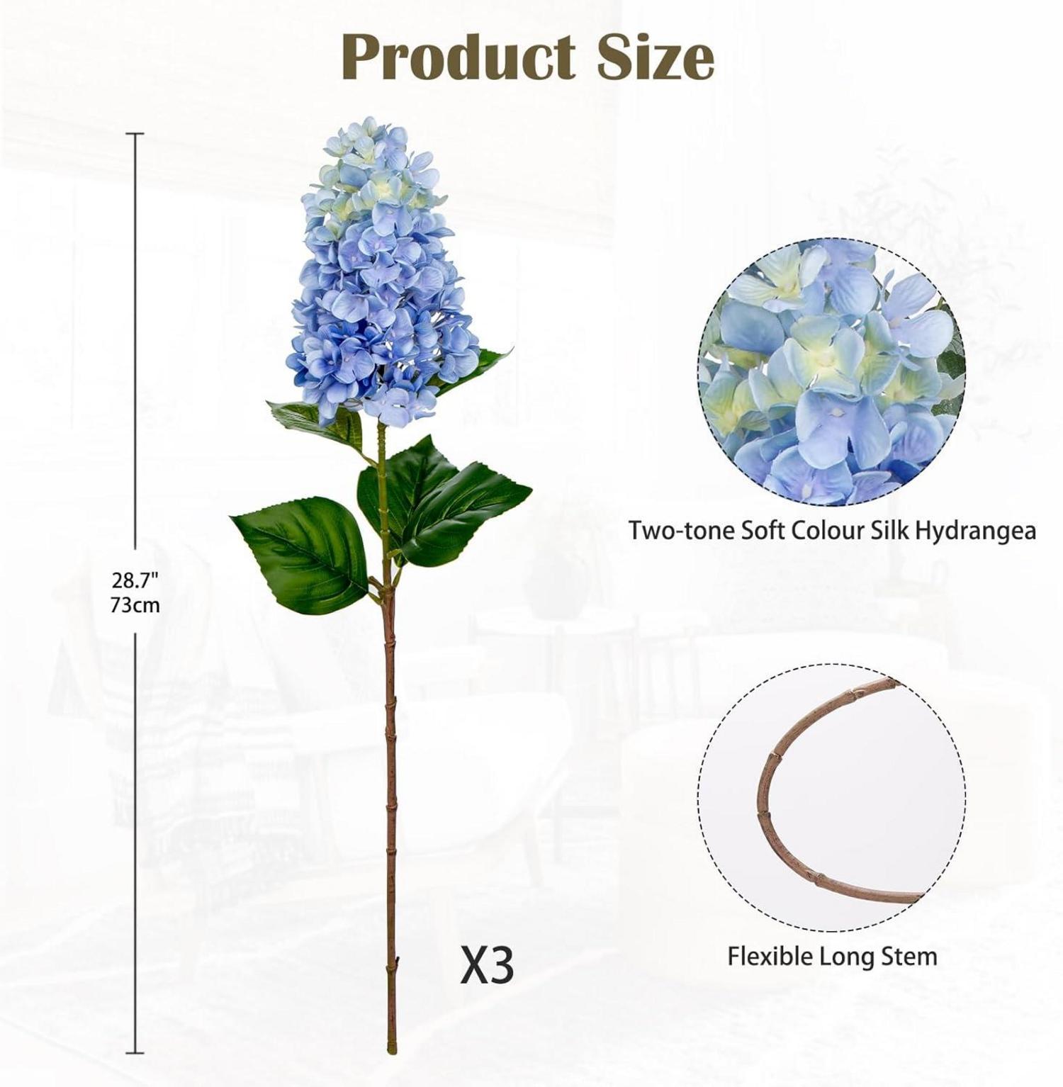 Künstliche Hortensien 3er Set Kunstblumen Rispenhortensie