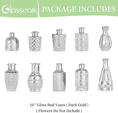 Kleine Vasen Set Silber 10er Glasvase Modern Blumenvase Deko Hochzeit