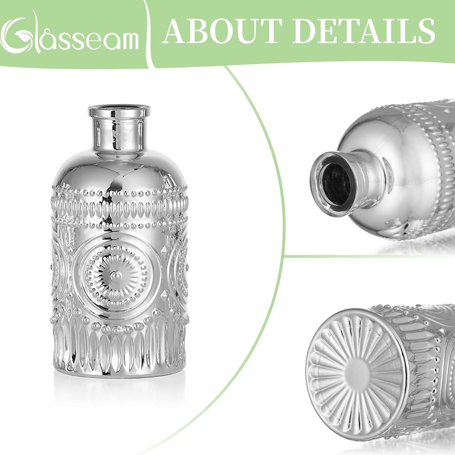 Glasseam Kleine Vase Set Silber 10er Mini Vasen Tischdeko Hochzeit Weihnachten