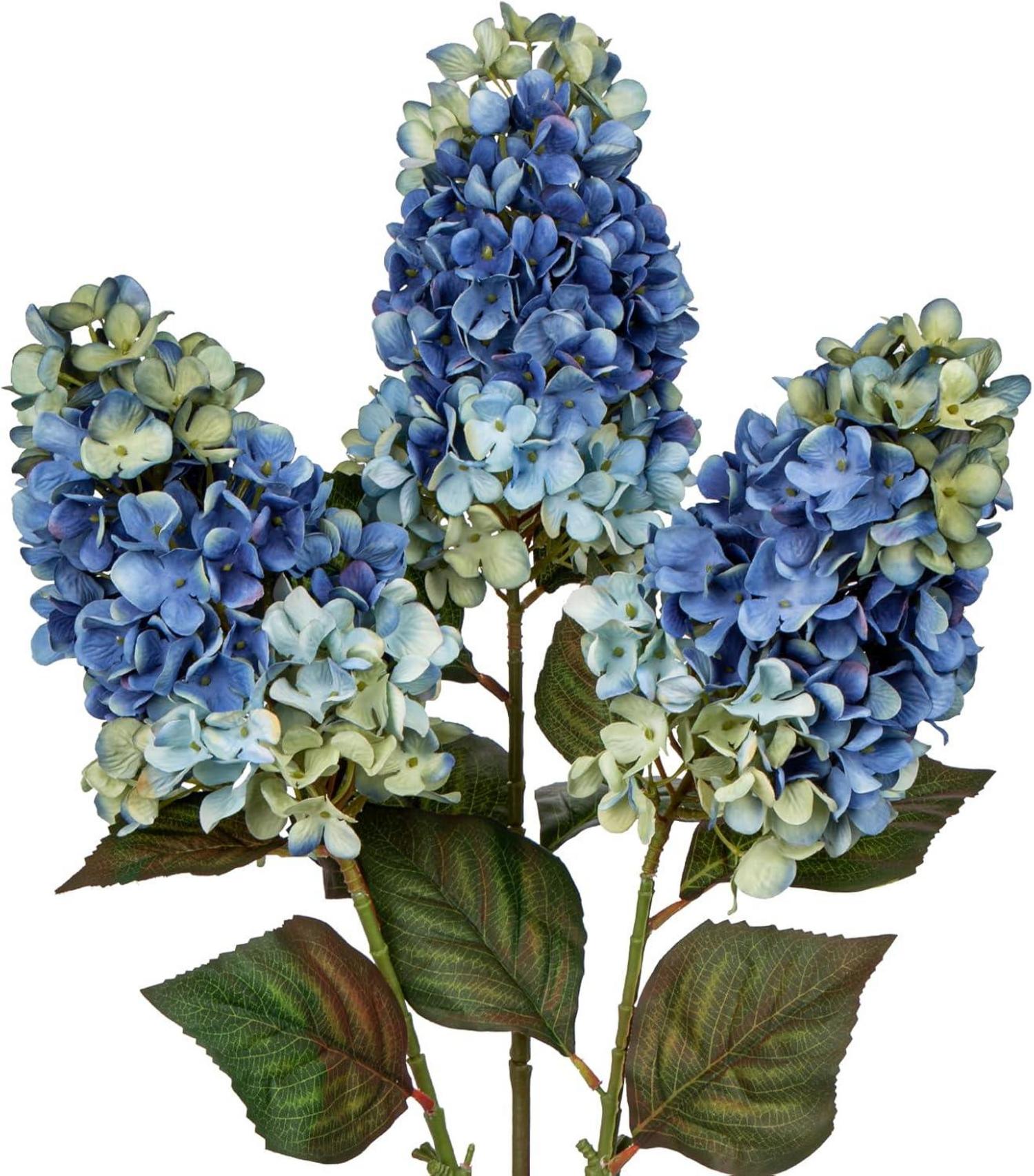 3er Set Künstliche Rispenhortensien 73CM Dunkelblau Kunstblumen