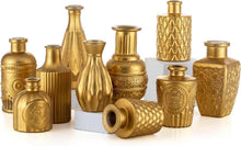 Goldene Mini Vasen Set 10er für Tischdeko Hochzeit Modern