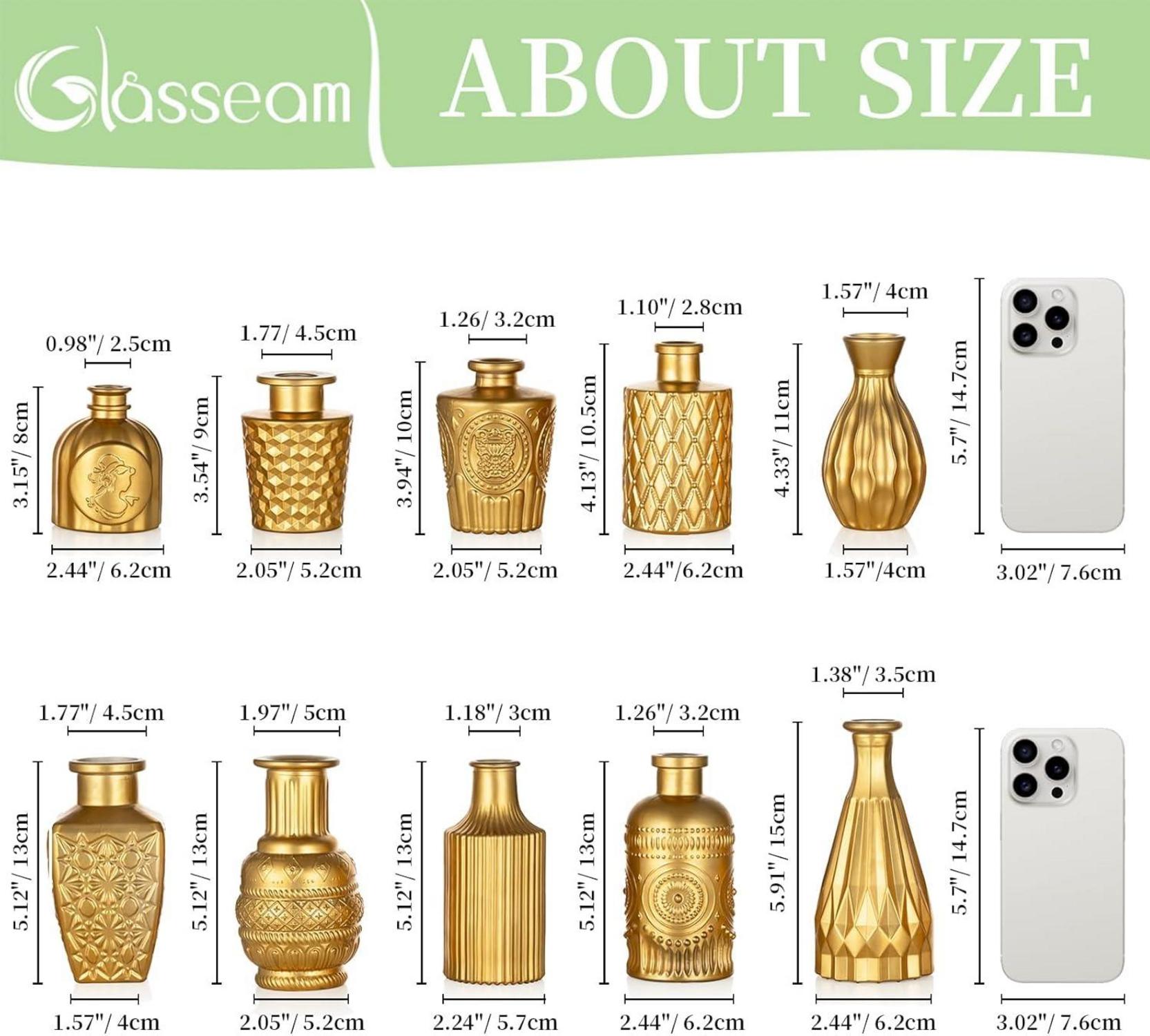 Goldene Mini Vasen 10er Set Glas Blumenvase Deko Hochzeit Weihnachten