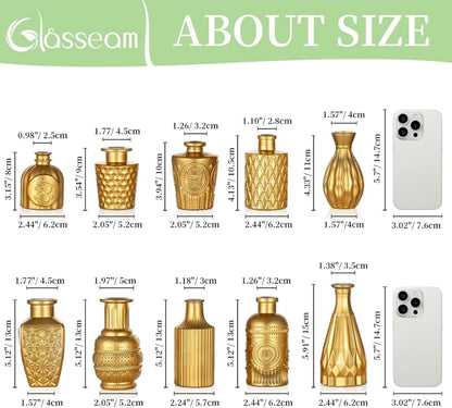 Goldene Mini Vasen 10er Set Glas Blumenvase Deko Hochzeit Weihnachten
