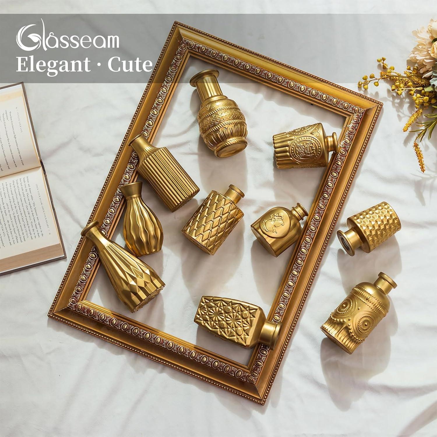 Goldene Mini Vasen 10er Set Glas Blumenvase Deko Hochzeit Weihnachten