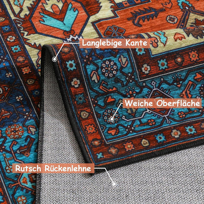 Boho Teppich Wohnzimmer Schlafzimmer Vintage Design Rot 160x230 cm