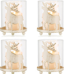Rentier Hirsch Kerzenhalter Weihnachten Deko 4er Vintage Windlichter