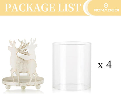 Hirsch Rentier Kerzenhalter Weihnachten Deko 4er Set Vintage