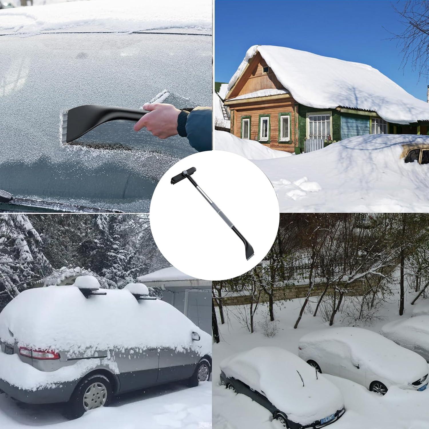 Eiskratzer Auto Schneebesen 3-in-1 Multifunktions Schneeschaufel Schwarz