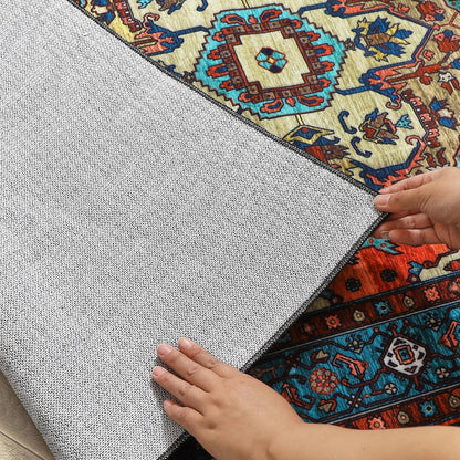 Boho Teppich Kurzflor Vintage Design Rot 120x170 cm Waschbar & Rutschfest