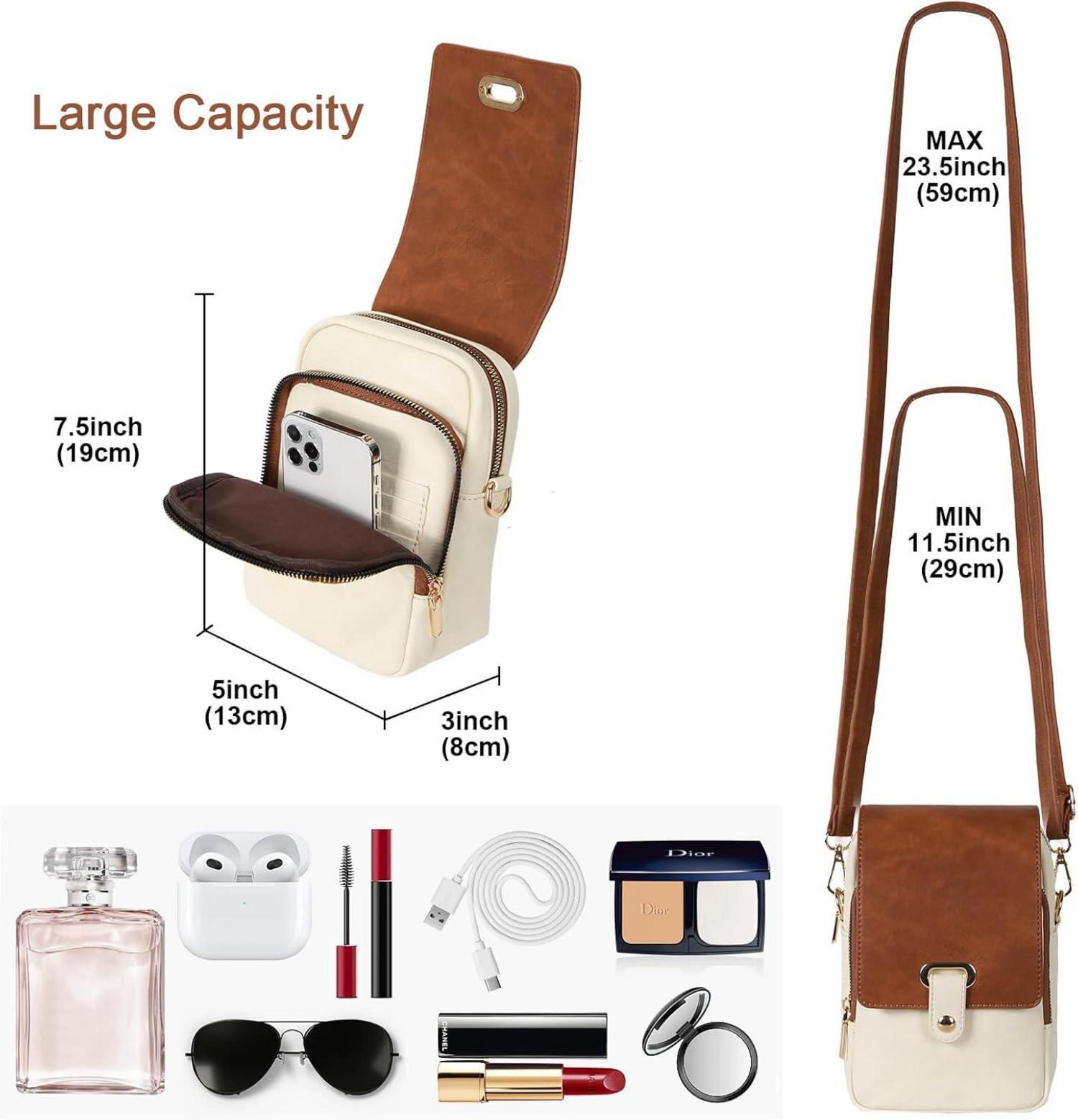 Handytasche mit Geldbörse Veganem Leder Umhängetasche Beige