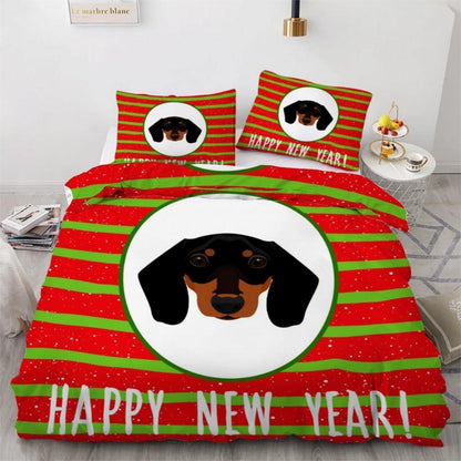 Dackel Bettwäsche Set 135x200 cm - 4-teilig Mikrofaser Weihnachten
