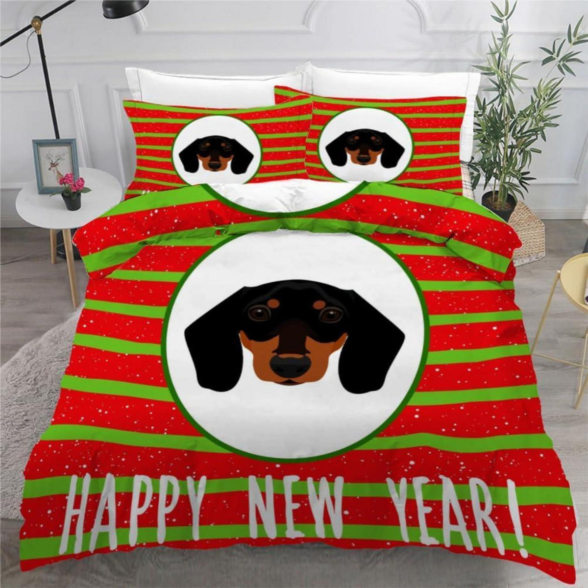 Dackel Bettwäsche Set 135x200 cm - 4-teilig Mikrofaser Weihnachten