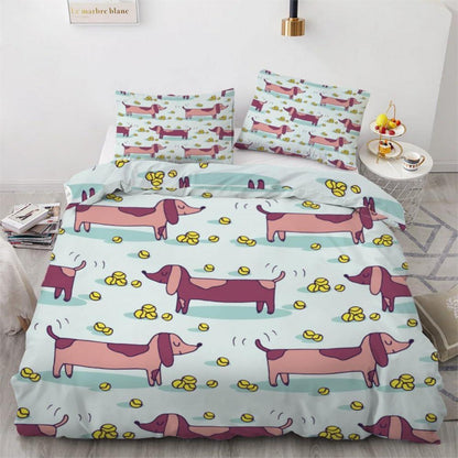 Dackel Bettwäsche Set 220x240 cm - 3-teilig Mikrofaser