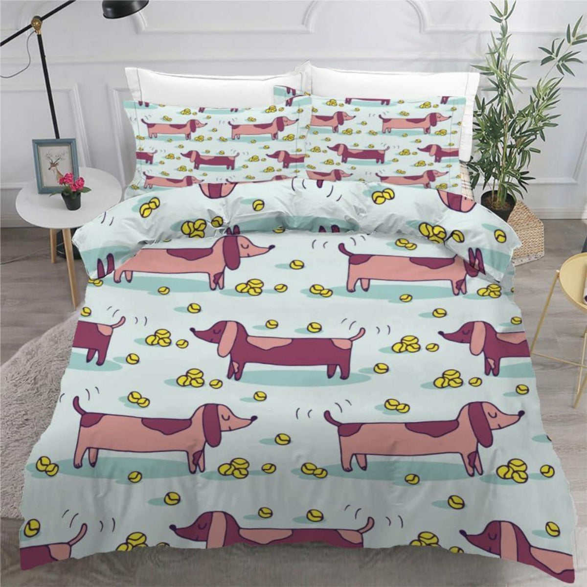 Dackel Bettwäsche Set 220x240 cm - 3-teilig Mikrofaser