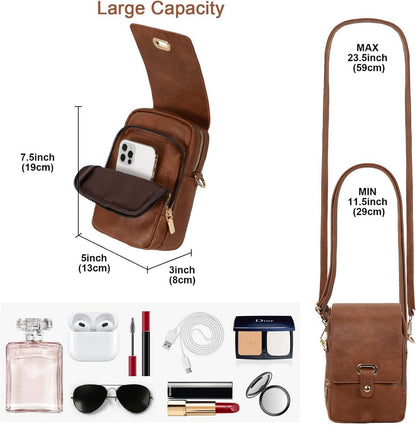 Handytasche mit Geldbörse Veganem Leder Umhängetasche braun